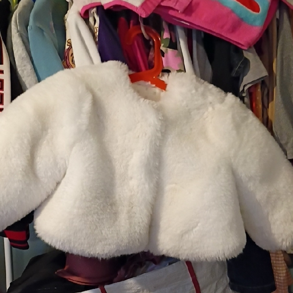 Kids White Faux Fur Jacket